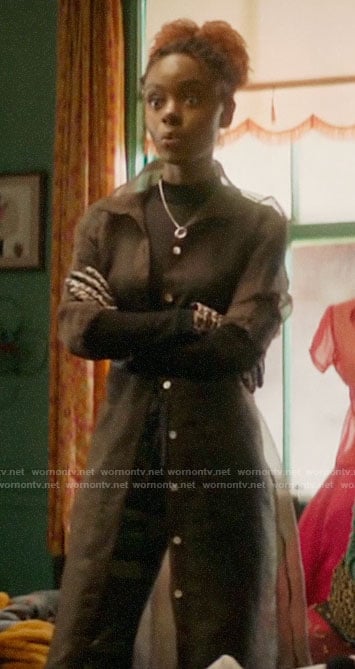 Josie's sheer brown jacket on Katy Keene
