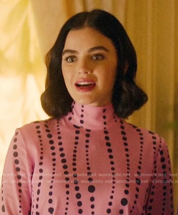 Katy's pink polka dot top on Katy Keene