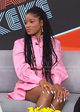 Keke's pink blouse and mini skirt on GMA Strahan Sara And Keke