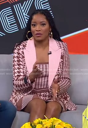 Keke's pink houndstooth jacket on GMA Strahan Sara And Keke