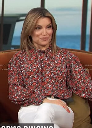 Kit's red floral mock neck top on Access Hollywood