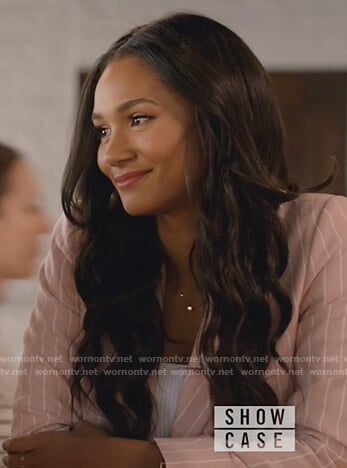 Layla's pink stripe blazer on All American