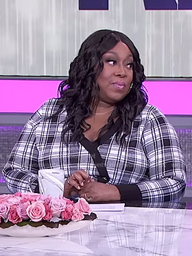 Loni's black and white plaid dress on The Real