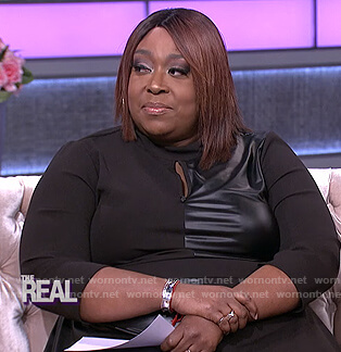 Loni's black leather keyhole dress on The Real