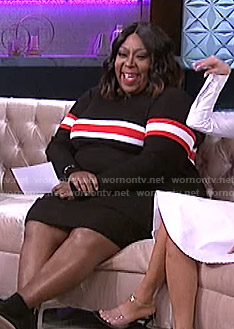 Loni's black striped ribbed knit dress on The Real