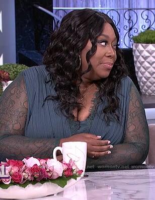 Loni's green lace pleated dress on The Real
