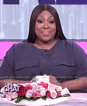 Loni's navy utility jumpsuit on The Real