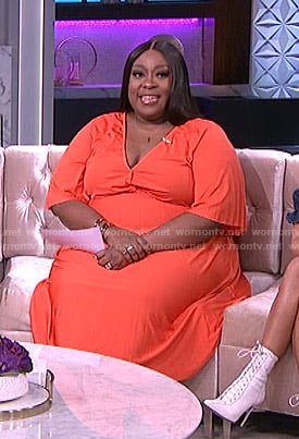 Loni's orange pleated midi dress on The Real