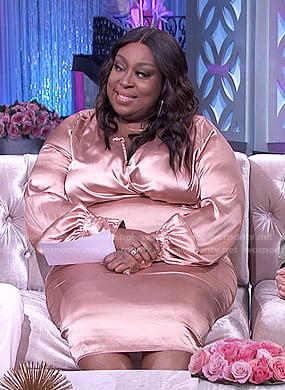 Loni's pink satin midi dress on The Real