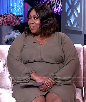 Loni's green wrap effect dress on The Real