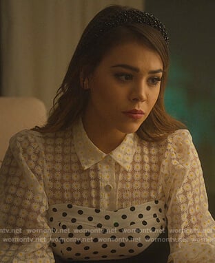 Lu's sheer floral blouse on Elite