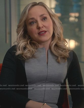 Marissa's black and grey colorblock zip dress on Bull