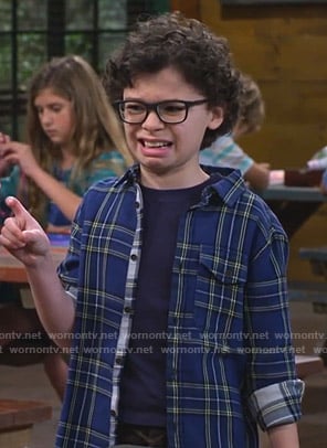 Matteo's blue plaid shirt on Bunkd