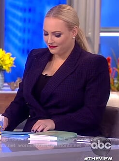 Meghan's blue check blazer and pants on The View