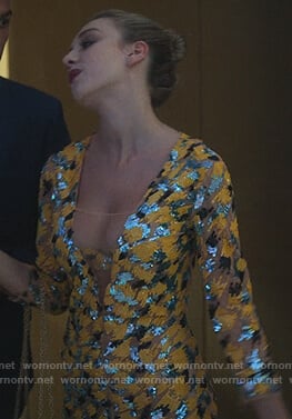Carla's metallic plunging dress on Elite