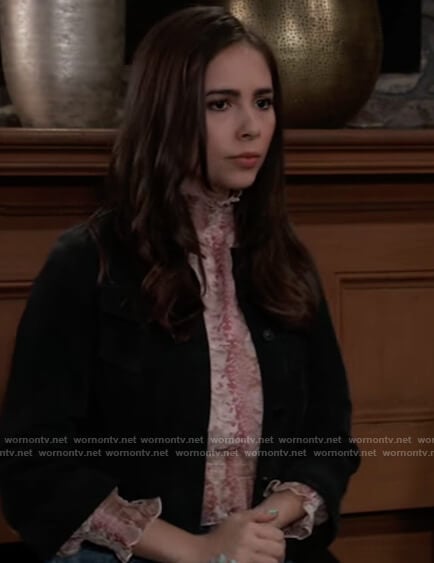 Molly's pink smocked top with snake print on General Hospital