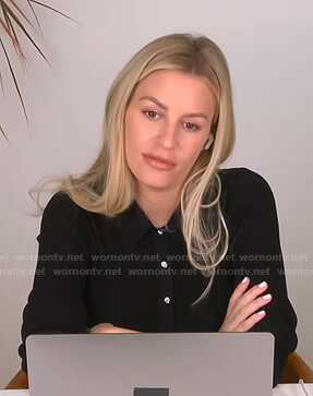 Morgan's black ribbed button down knit top on E! News Daily Pop