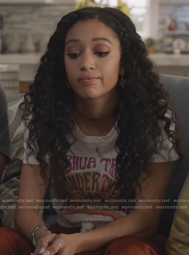 Oliva's white Joshua Tree tee on All American