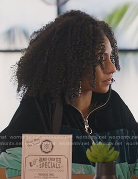 Patience's velvet colorblock jacket on All American