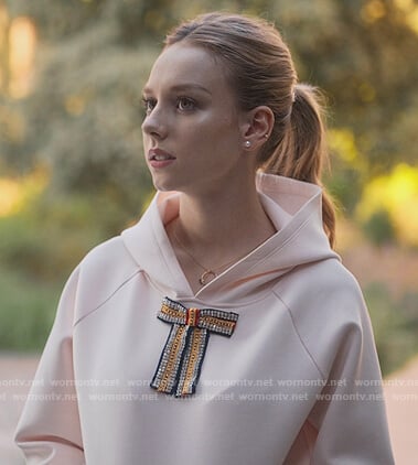 Carla's pink bow embellished hoodie on Elite