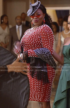 Porsha's red pearl embellished dress on Empire