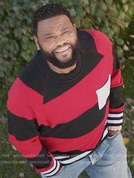 Andre's black and red stripe rugby sweatshirt on Black-ish