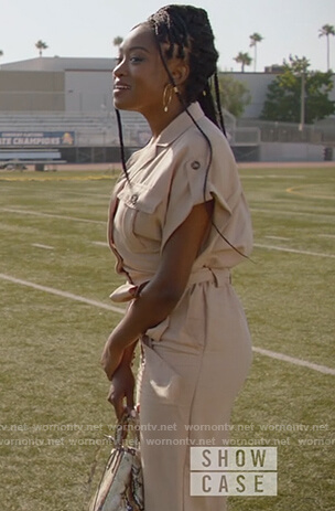Rochelle's beige jumpsuit on All American
