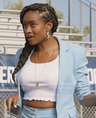 Rochelle's blue blazer and pants on All American