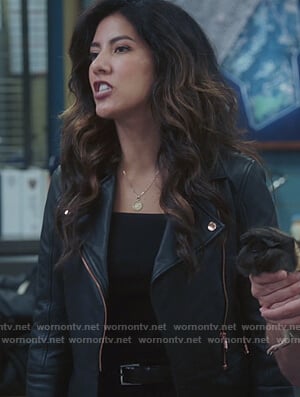 Rosa's black leather moto jacket on Brooklyn Nine-Nine