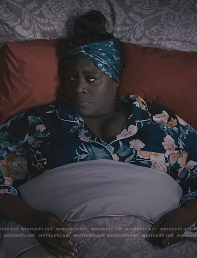 Ruby's blue floral pajamas on Good Girls