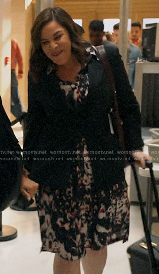 Sara's abstract print dress on All Rise