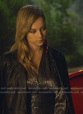 Carla's metallic drape dress on Elite
