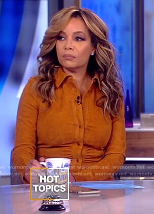 Sunny's brown suede shirtdress on The View