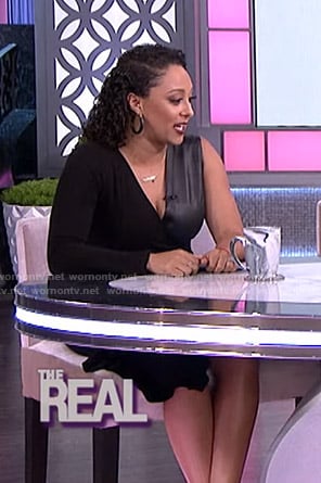 Tamera's black asymmetric v-neck dress on The Real