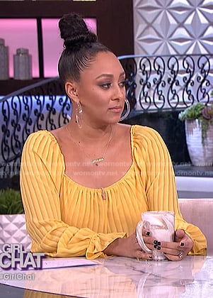 Tamera's yellow stripe top on The Real