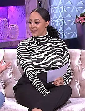 Tamera's zebra print turtleneck top on The Real
