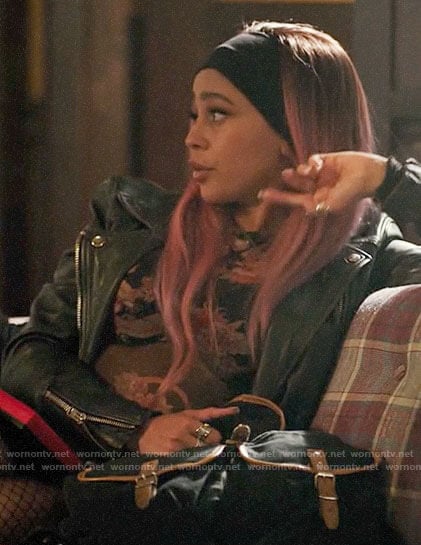 Toni's dragon print mesh top on Riverdale