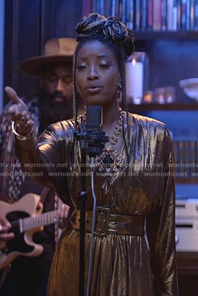 Yana's metallic belted dress on Empire