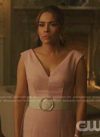 Cristal's pink v-neck sleeveless dress on Dynasty