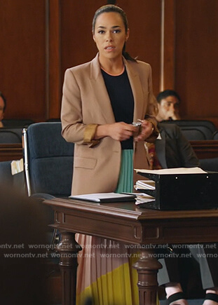 Emily's colorblock dress and blazer on All Rise