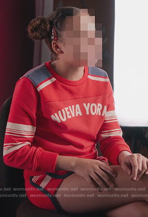 Izzy's red Nueva York sweatshirt on BlackAF