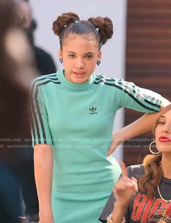 Izzy's Adidas green dress on BlackAF