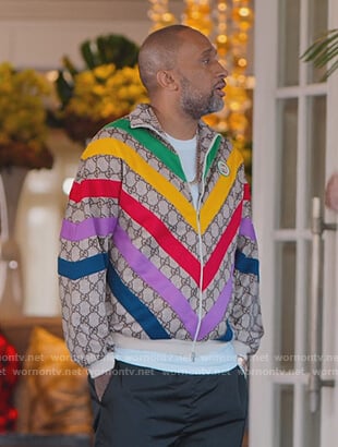 Kenya's rainbow stripe Gucci Jacket on BlackAF