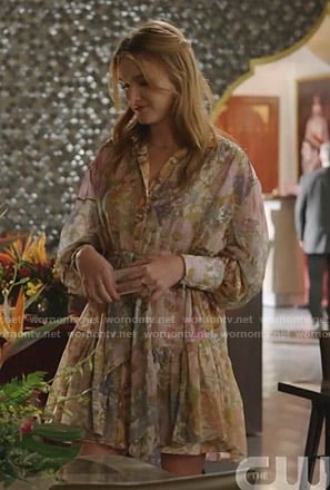 Kirby's floral ruffle shirtdress on Dynasty