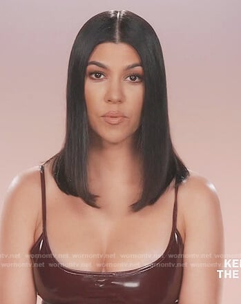 Kourtney's burgundy latex bodysuit on Keeping Up with the Kardashians