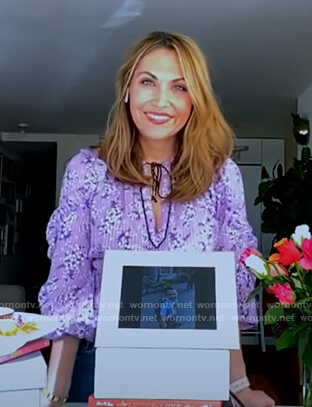 Lori's lilac floral tie neck blouse on Good Morning America