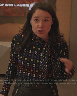 Marissa's geometric tie neck top on The Good Fight