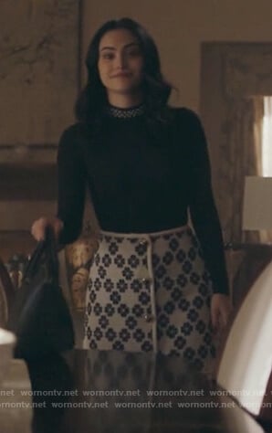 Veronica's white floral tweed skirt on Riverdale