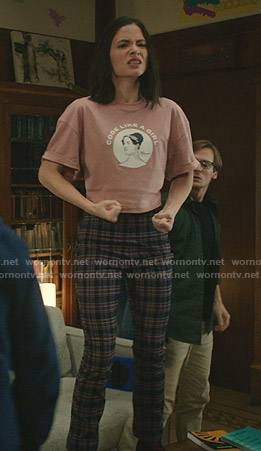 Abigail's navy plaid pants on Zoeys Extraordinary Playlist