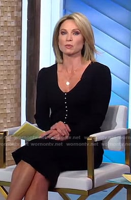 Amy's black pearl button dress on Good Morning America